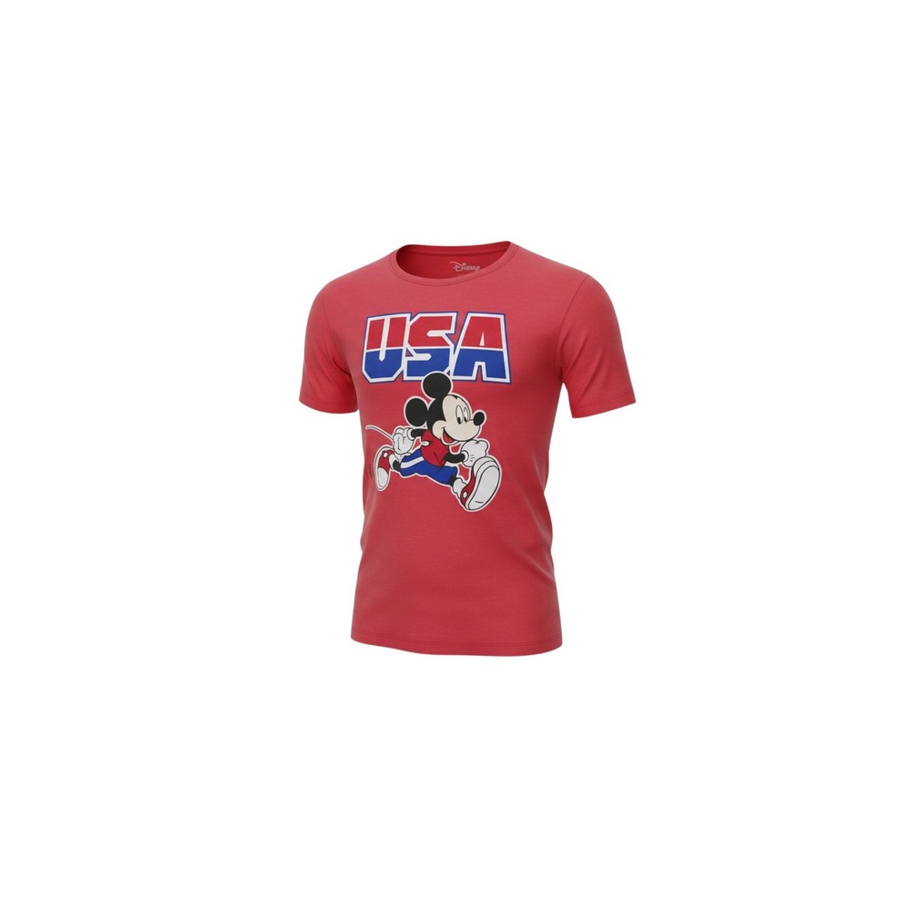 Disney T-Shirt Mens Medium Red Mickey Mouse USA Graphic American Eagle